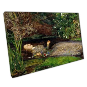 Victorian Ophelia Canvas Print: John Everett Millais Masterpiece for Home and - Picture 1 of 10