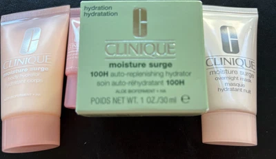 Clinique Moisture Surge Face Body Hydrator Serum Mask Travel Size Four Items NEW - Image 1 of 4