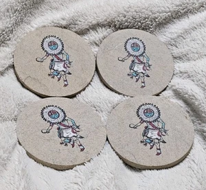 Native American Natural Absorbent Sandstone Drink Coasters Set of 4 Thirstystone - Picture 1 of 7