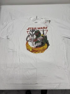Boba Fett Flamethrower T-Shirt Star Wars Adult 2XL Vintage White New - Picture 1 of 10