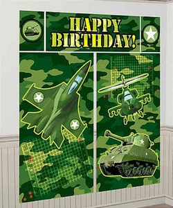 CAMOUFLAGE Military Scene Setter HAPPY BIRTHDAY party wall BACKDROP kit 6' - Picture 1 of 1