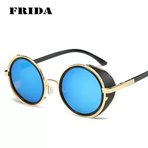 FRIDA Steampunk Sunglasses Women Men Vintage Retro Round Metal Sun Glasses UV400 - Picture 1 of 15