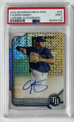 Cooper Kinney 2022 Bowman Chrome Mega Box Mojo Autograph Rays Auto RC PSA 9 Mint - Image 1 of 2