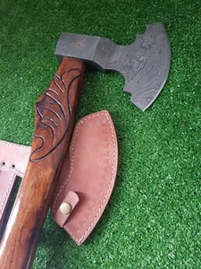 CUSTOM HANDMADE DAMASCUS STEEL WOOD AXE HATCHET TOMAHAWK Knife WITH SHEET - Picture 1 of 6