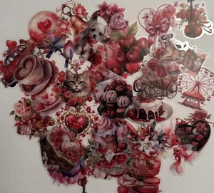 48 Valentine’s Day Stickers Cards Scrapbook Journal Ephemera #4838 Tonya - Picture 1 of 9