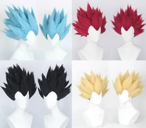 Dragon Ball Vegeta Goku Super Saiyan capelli blu parrucca blu cosplay Halloween Prop - Foto 1 di 11