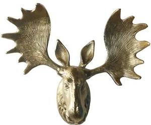 Deko Geweih Elchkopf "gold" (Größe: M) - Wandfigur, Wanddeko, Elchgeweih - Bild 1 von 1