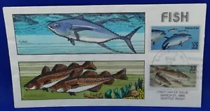 Scott 2206 2208 FDC Atlantic Cod Bluefin Tuna Fish Series Collins Painted Cachet - Picture 1 of 2