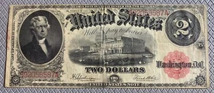1917 US LARGE BANKNOTE RED SEAL $2 VF - Picture 1 of 2