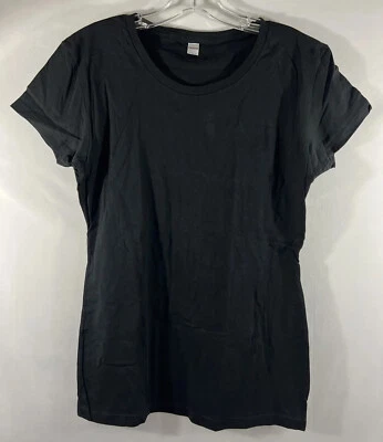 Women's Junior’s 2XL Black 100% Cotton Short Sleeve Tunic Tee 5626 New - Image 1 of 3