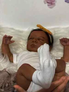 African American Newborn Doll Black Skin Rooted Hair Reborn Baby Girl Toy Gift - Picture 1 of 5