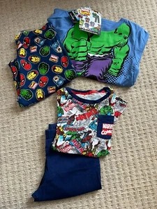 2 Marvel Pyjamas Age 6-7 Years PJ Long Leg T-Shirt 4 Way Reversible Hulk America - Picture 1 of 15