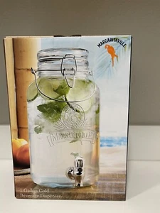 Margaritaville Jimmy Buffet Embossed Glass Beverage Dispenser 1 Gallon - Picture 1 of 5