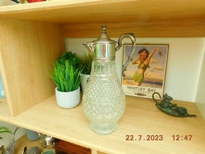 Schöne italienische geschliffene Glas Claret Kanne mit Silber Teller Deckel 33 cm - Bild 1 von 18