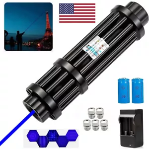 Watt Adjustable High Power Blue Burning Laser Pointer Visible Dot Torch Light - Picture 1 of 17
