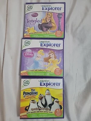Leap Frog Leapster Explorer Games Disney Princess & Tangled Penguins  Madagascar - Image 1 of 4