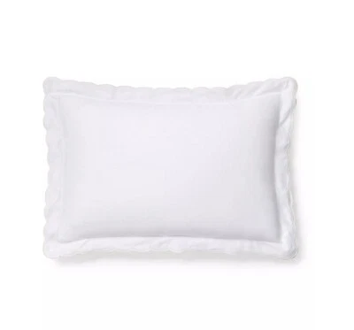 RALPH LAUREN Malin Scallop King Pillow Sham Stud White $225 Organic Cotton 500TC - Image 1 of 4