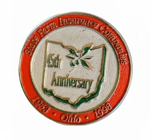 State Farm Insurance Pin 45th Anniversary Ohio 1953 To 1998 Metal Buckeye State - Bild 1 von 2