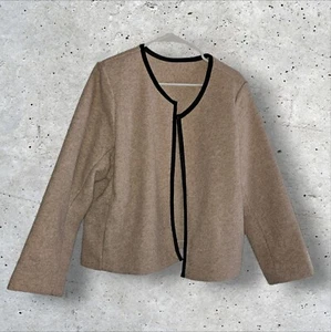 Mujer Manga Larga Beige Vestido Abierto Chaqueta Almohadillas para el Hombro XL LANA - Imagen 1 de 9