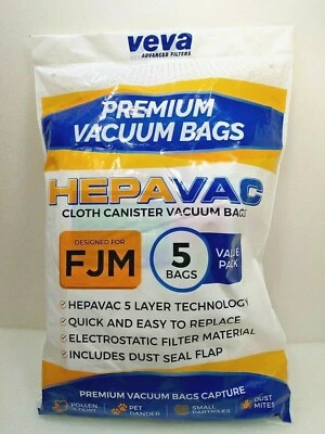 Veva ~Premium Cloth Canister Vacuum Bags ~Designed For Style: FJM ~5 Count - Image 1 of 4