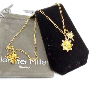 Jennifer Miller Starburst Sonne Nordstern 14k vergoldet Charm Anhänger Halskette - Bild 1 von 5