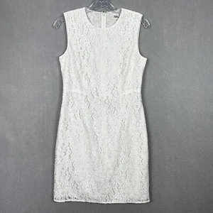 Diane Von Furstenberg Lace Dress Women's Size 2 White Sheath Sleeveless Cocktail - Picture 1 of 13