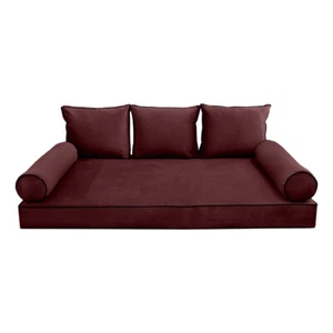 Style V3 Twin Contrast Velvet Indoor Daybed Mattress Pillow Complete Set AD368 - Picture 1 of 12