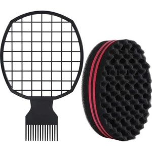 LEINUOSEN 2PCS AFRO TWIST HAIR COMB WAVE CURL BRUSH TOOL FOR COILS BLACK - Picture 1 of 6