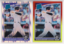 Ryan McMahon 2018 Donruss Optic Rated Rookie Shock Prizm + Yellow & Red Prizm RC