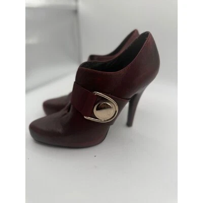 Jessica Simpson Tacones Botines Borgoña Hebilla Acentos Bombas Talla 10 Foto 1 de 4