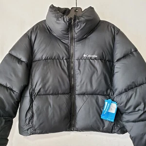 Columbia Cropped Puffect Puffer Jacket Women's XL Black Full Zip Quilted NWT - Picture 1 of 14