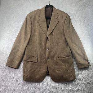Harold Powell Blazer Mens 42R Brown Plaid Wool Suit Jacket Sport Coat