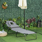 Sun Lounger Folding Recliner Chair Portable Reclining Garden Outdoor Seat Bed