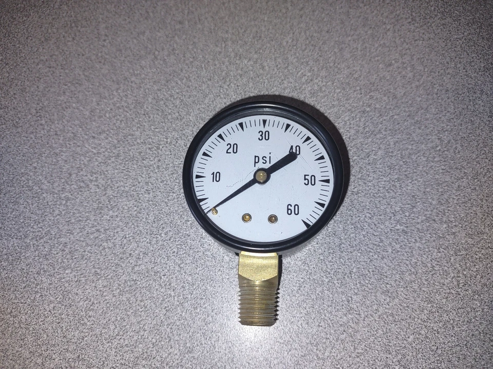 pressure gauge 0-60 psi 2" dial 1/4 NPT brass - Image 1 of 1