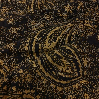 Tecido para estofados decoração estampa paisley 3yd4" preto dourado paisley grande escala 62 polegadas - Imagem 1 de 4