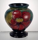 Moorcroft England 3.5" Art Pottery Clematis Green Vase. As Is. Small Base Chip.