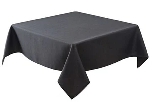 Black Textured Fabric Square Tablecloth 54x54" Water Resistant Dining Decor - Picture 1 of 9