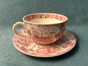 Old English Staffordshire Cup & Saucer Historic Williamsburg Virginia Famous - Picture 1 of 17