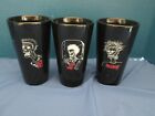 DON ED HARDY DESIGNS - 3  IRON STONE TUMBLERS- DECORATED WITH SKELETONS
