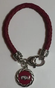 New Arkansas Razorbacks Braided Faux Leather Charm Bracelet,Gift for Her Mom - Picture 1 of 1