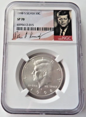 1998  S  SILVER MATTE FINISH  KENNEDY NGC  SP 70 UCAM LOW MINTAGE LOW POP - Image 1 of 3