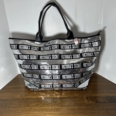 Victoria's Secret Weekender Tote  2018 Black Friday Silver Bling Bag NEW - Image 1 of 4