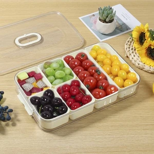 Divided Serving Tray with Sealing Lid Timer 6 Compartment Snack Serving AmBGS - Picture 1 of 12