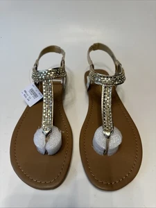 Montego Bay Club Sandalen gold metallic Riemen-Flats Größe 11M schattig Ombrage - Bild 1 von 5