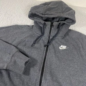 Nike Hoodie Mens Small Gray Full Zip Sweatshirt Logo Swoosh - Picture 1 of 8