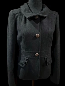 J. CREW Wollmischung Knopfleiste Jacke Damen 4 schwarz HERBST Tweed Dark Academia LUX - Bild 1 von 7