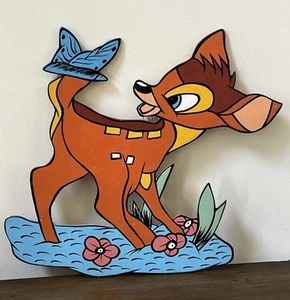 Disney Bambi Nursery Kids Room Wall Hanging Silhouette Wood Art Easter Spring - Picture 1 of 14