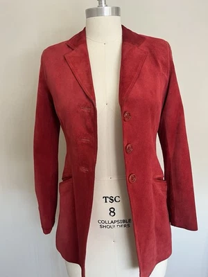 Red Suede Blazer Jacket Size S XS - Image 1 of 4