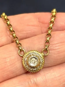 14K massive Gelbgold Kette mit Diamant Mitte, 17,5" Zoll, 8 Gramm Gold - Bild 1 von 3