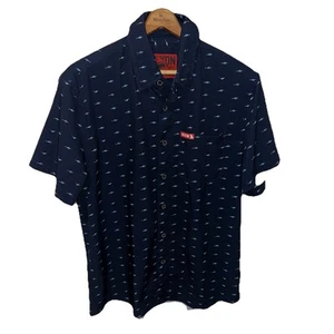 Dixxon Flanella Co Camicia Uomo Squalo Medio Settimana AOP Blu Navy Manica Corta - Foto 1 di 17